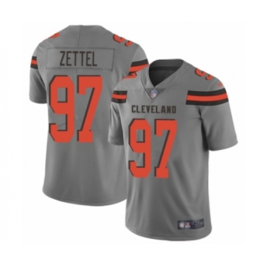 Women's Cleveland Browns 97 Anthony Zettel Limited Gray Inverted Legend Football Jersey