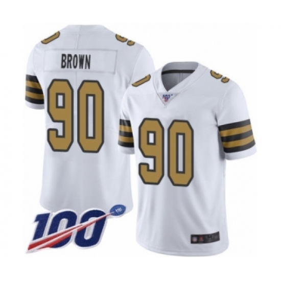 Men's New Orleans Saints 90 Malcom Brown Limited White Rush Vapor Untouchable 100th Season Football Jersey