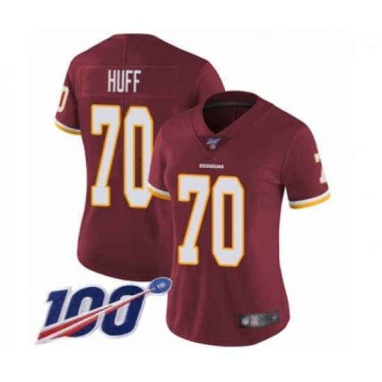 Women's Washington Redskins 70 Sam Huff Burgundy Red Team Color Vapor Untouchable Limited Player 100th Season Football Jersey