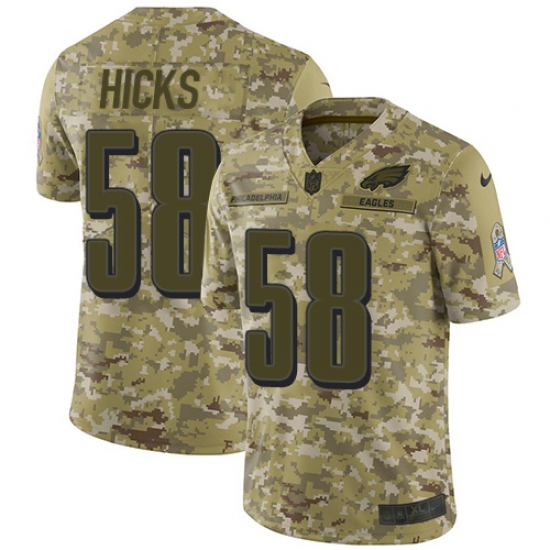 Youth Nike Philadelphia Eagles 58 Jordan Hicks Limited Camo 2018 Salute to Service NFL Jersey