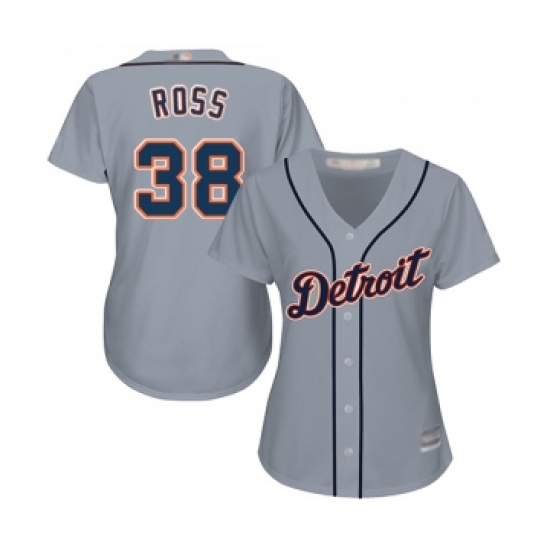 Women's Detroit Tigers 38 Tyson Ross Replica Grey Road Cool Base Baseball Jersey