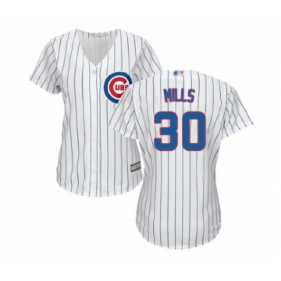 Women's Chicago Cubs 30 Alec Mills Authentic White Home Cool Base Baseball Player Jersey