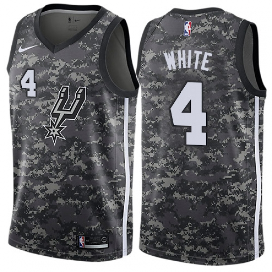 Men's Nike San Antonio Spurs 4 Derrick White Authentic Camo NBA Jersey - City Edition