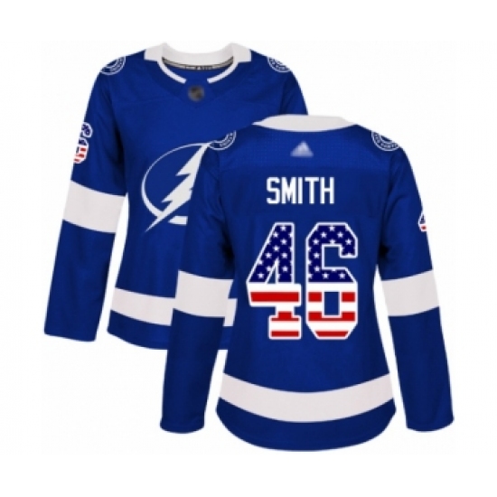 Women's Tampa Bay Lightning 46 Gemel Smith Authentic Blue USA Flag Fashion Hockey Jersey