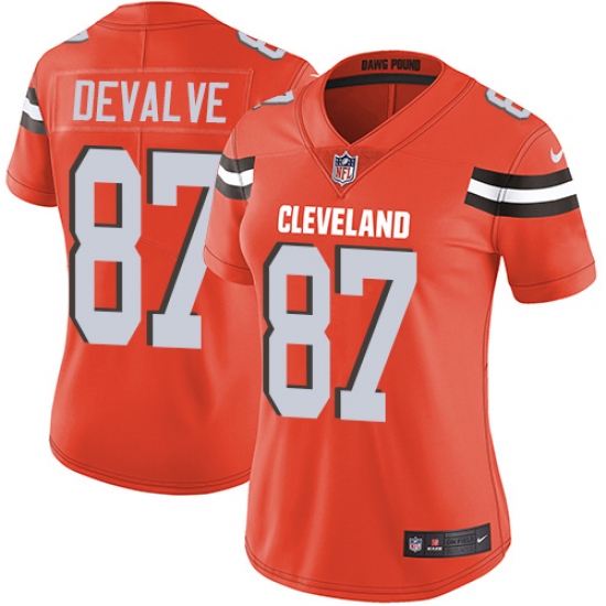 Women's Nike Cleveland Browns 87 Seth DeValve Orange Alternate Vapor Untouchable Limited Player NFL Jersey