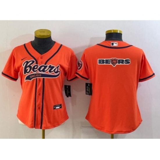 Women's Chicago Bears Orange Team Big Logo With Patch Cool Base Stitched Baseball Jersey