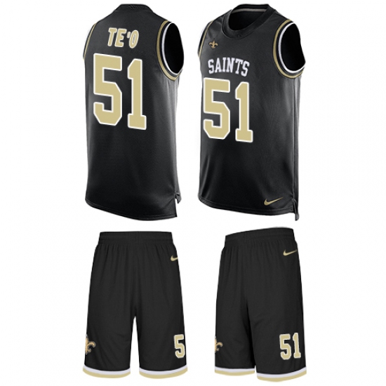 Men's Nike New Orleans Saints 51 Manti Te'o Limited Black Tank Top Suit NFL Jersey