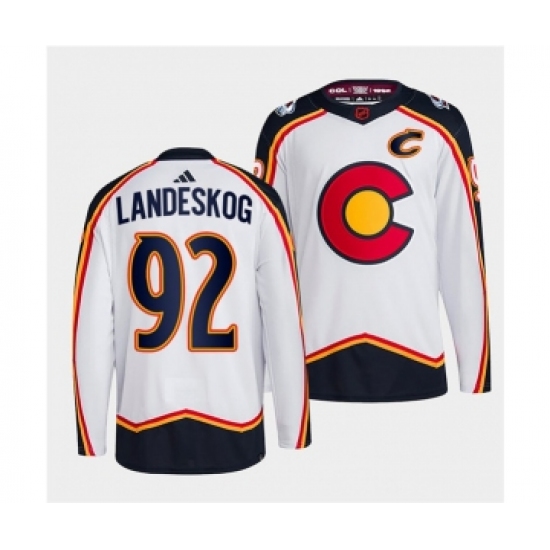 Men's Colorado Avalanche 92 Gabriel Landeskog White 2022-23 Reverse Retro Stitched Jersey