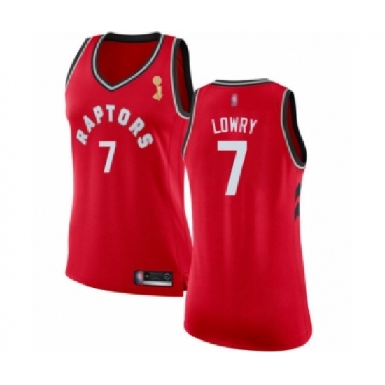 Women's Toronto Raptors 7 Kyle Lowry Swingman Red 2019 Basketball Finals Champions Jersey - Icon Edition