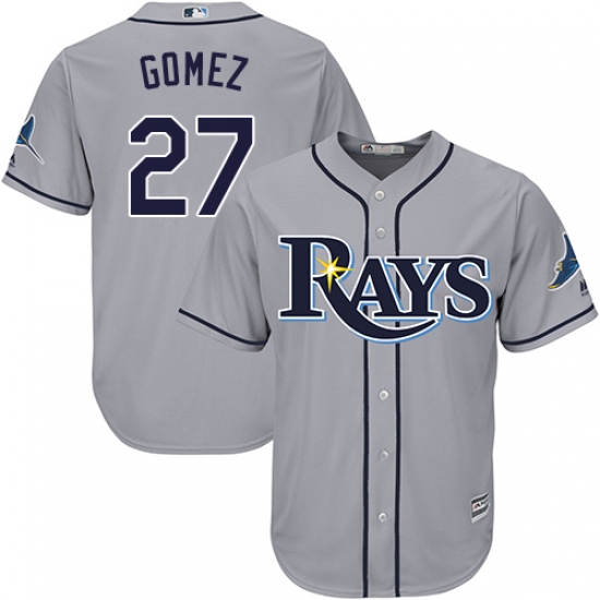 Youth Majestic Tampa Bay Rays 27 Carlos Gomez Replica Grey Road Cool Base MLB Jersey