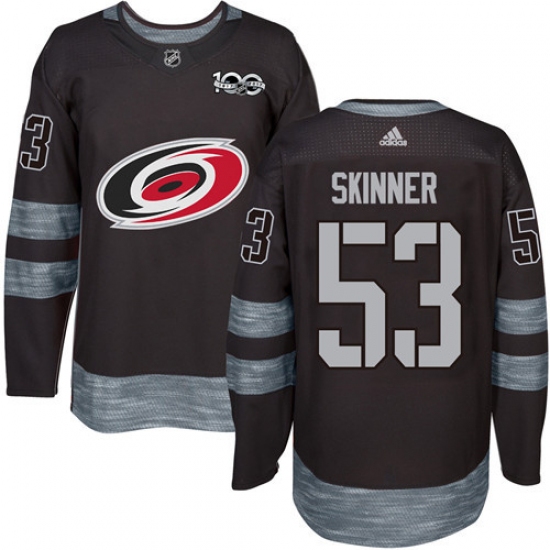 Men's Adidas Carolina Hurricanes 53 Jeff Skinner Authentic Black 1917-2017 100th Anniversary NHL Jersey