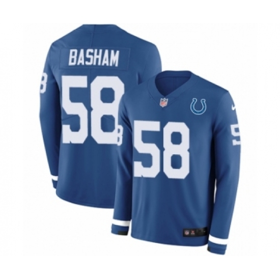 Youth Nike Indianapolis Colts 58 Tarell Basham Limited Blue Therma Long Sleeve NFL Jersey