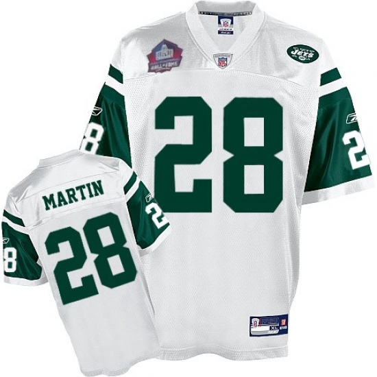 Reebok New York Jets 28 Curtis Martin White Hall of Fame 2012 Authentic Throwback NFL Jersey