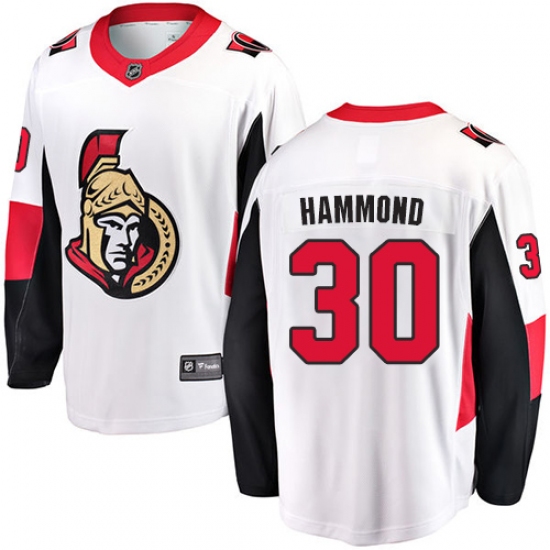 Men's Ottawa Senators 30 Andrew Hammond Fanatics Branded White Away Breakaway NHL Jersey