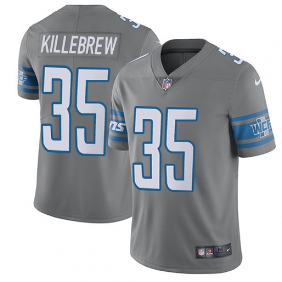 Men's Nike Detroit Lions 35 Miles Killebrew Elite Steel Rush Vapor Untouchable NFL Jersey