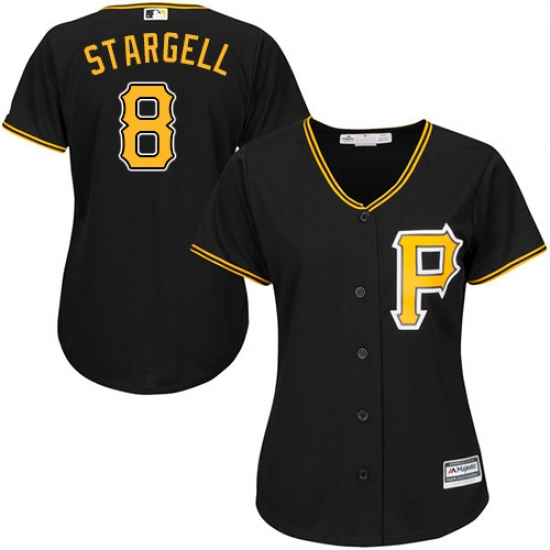 Women's Majestic Pittsburgh Pirates 8 Willie Stargell Replica Black Alternate Cool Base MLB Jersey