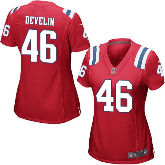 Women's Nike New England Patriots 46 James Develin Game Red Alternate NFL Jersey