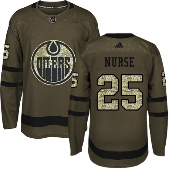 Youth Adidas Edmonton Oilers 25 Darnell Nurse Authentic Green Salute to Service NHL Jersey