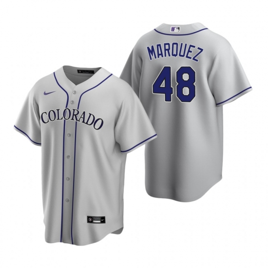 Men's Nike Colorado Rockies 48 German Marquez Gray Road Stitched Baseball Jersey