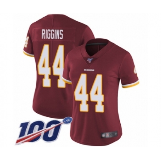 Women's Washington Redskins 44 John Riggins Burgundy Red Team Color Vapor Untouchable Limited Player 100th Season Football Jersey