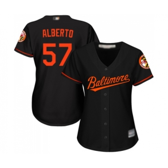 Women's Baltimore Orioles 57 Hanser Alberto Replica Black Alternate Cool Base Baseball Jersey