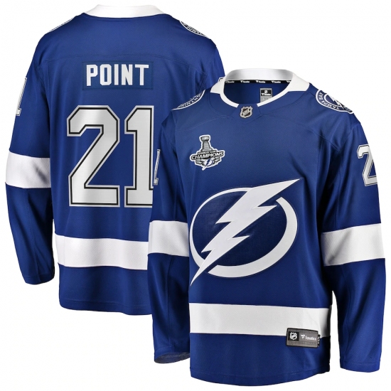 Men's Tampa Bay Lightning 21 Brayden Point Fanatics Branded Blue Home 2020 Stanley Cup Champions Breakaway Jersey