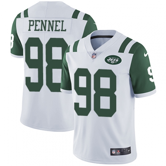 Men's Nike New York Jets 98 Mike Pennel White Vapor Untouchable Limited Player NFL Jersey