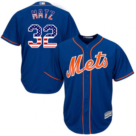 Men's Majestic New York Mets 32 Steven Matz Authentic Royal Blue USA Flag Fashion MLB Jersey