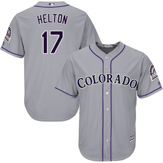 Men's Majestic Colorado Rockies 17 Todd Helton Replica Grey Road Cool Base MLB Jersey