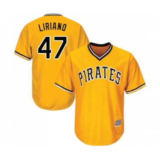 Men's Pittsburgh Pirates 47 Francisco Liriano Replica Gold Alternate Cool Base Baseball Jersey