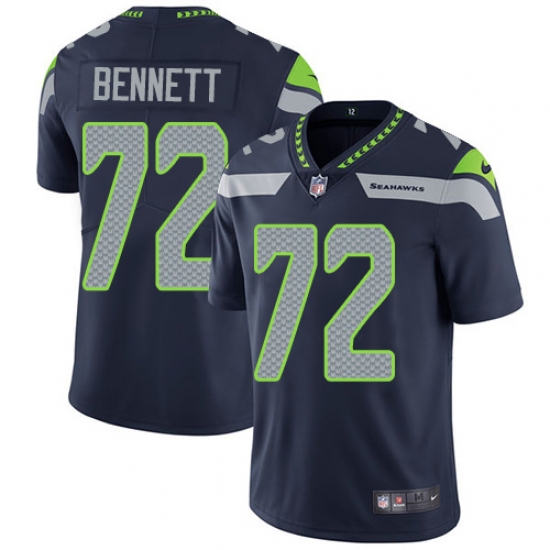 Men's Nike Seattle Seahawks 72 Michael Bennett Steel Blue Team Color Vapor Untouchable Limited Player NFL Jersey