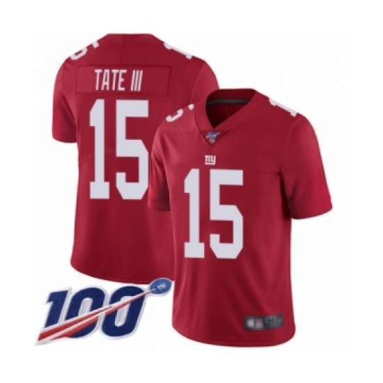 Men's New York Giants 15 Golden Tate III Red Limited Red Inverted Legend 100th Season Football Jersey