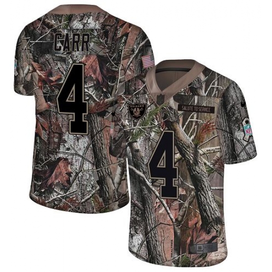 Youth Nike Oakland Raiders 4 Derek Carr Limited Camo Rush Realtree NFL Jersey