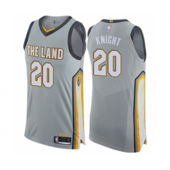 Men's Cleveland Cavaliers 20 Brandon Knight Authentic Gray Basketball Jersey - City Edition