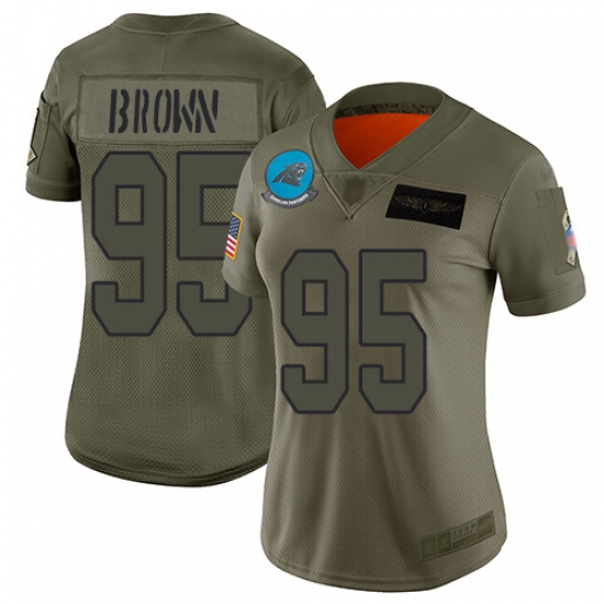 Women's Carolina Panthers 95 Derrick Brown Camo Stitched NFL Limited 2019 Salute to Service Jersey