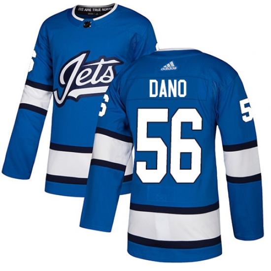 Men's Adidas Winnipeg Jets 56 Marko Dano Authentic Blue Alternate NHL Jersey