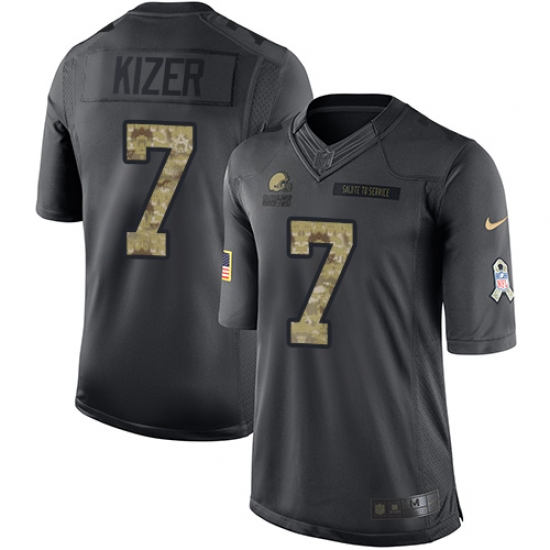 Men's Nike Cleveland Browns 7 DeShone Kizer Limited Black 2016 Salute to Service NFL Jersey