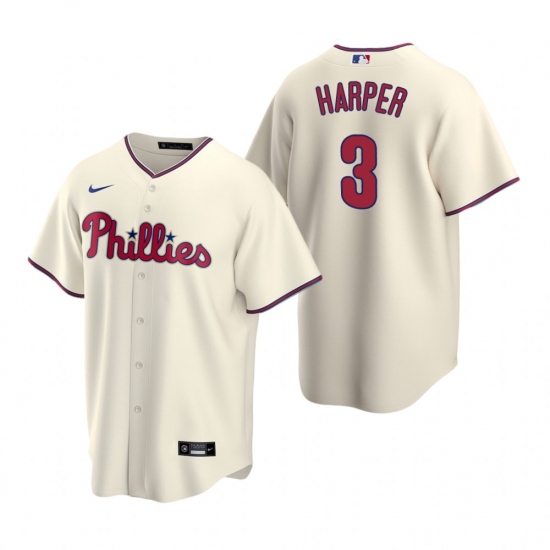 Men's Nike Philadelphia Phillies 3 Bryce Harper Cream Alternate Stitched Baseball Jersey