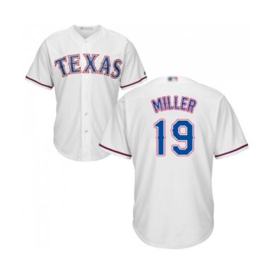 Men's Texas Rangers 19 Shelby Miller Replica White Home Cool Base Baseball Jersey