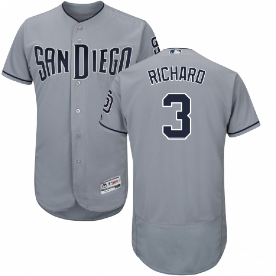 Men's Majestic San Diego Padres 3 Clayton Richard Authentic Grey Road Cool Base MLB Jersey