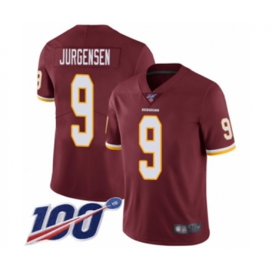 Men's Washington Redskins 9 Sonny Jurgensen Burgundy Red Team Color Vapor Untouchable Limited Player 100th Season Football Jersey