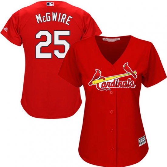 Women's Majestic St. Louis Cardinals 25 Mark McGwire Replica Red Alternate Cool Base MLB Jersey