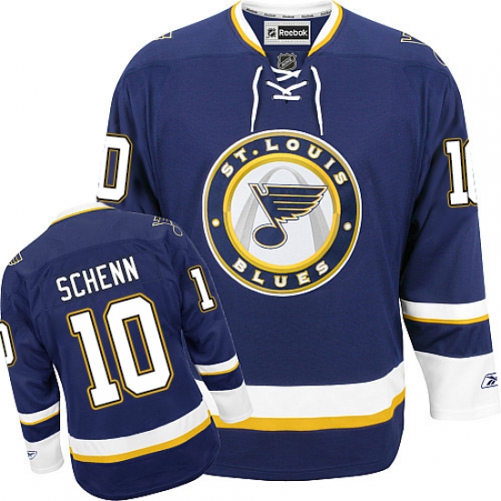 Men's Reebok St. Louis Blues 10 Brayden Schenn Authentic Navy Blue Third NHL Jersey