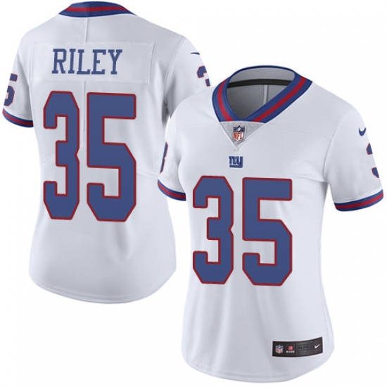 Women's Nike New York Giants 35 Curtis Riley Limited White Rush Vapor Untouchable NFL Jersey