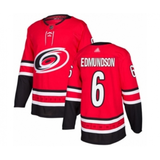 Men's Carolina Hurricanes 6 Joel Edmundson Authentic Red Home Hockey Jersey