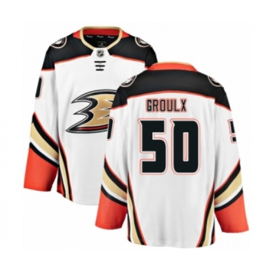 Youth Anaheim Ducks 50 Benoit-Olivier Groulx Authentic White Away Fanatics Branded Breakaway NHL Jersey