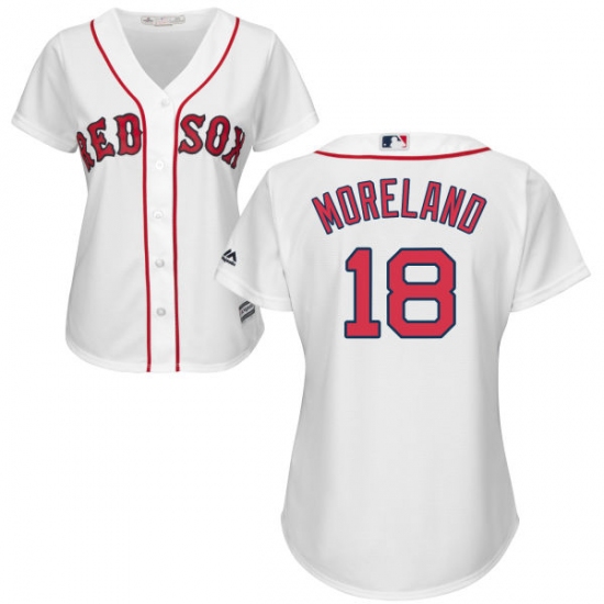 Women's Majestic Boston Red Sox 18 Mitch Moreland Authentic White Home MLB Jersey