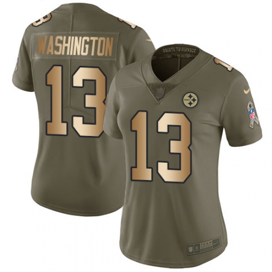 Women's Nike Pittsburgh Steelers 13 James Washington Limited Olive Gold 2017 Salute to Service NFL Jersey