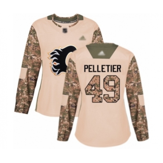 Women's Calgary Flames 49 Jakob Pelletier Authentic Camo Veterans Day Practice Hockey Jersey