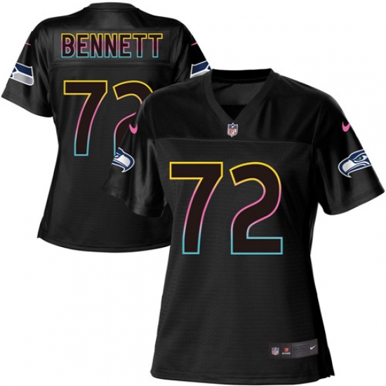 Women's Nike Seattle Seahawks 72 Michael Bennett Game Black Team Color NFL Jersey